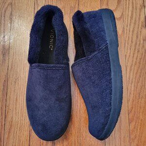 Vionic Slippers 9.5 Cozy Indoor Footwear Comfy Plush Black CLARE